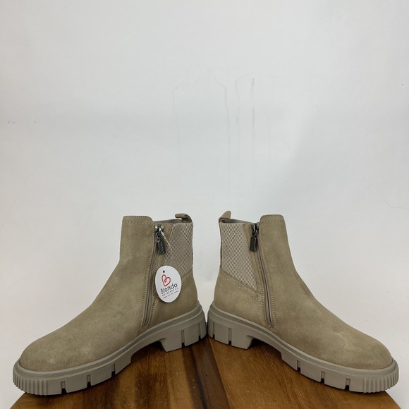Womens Blondo Bandit Beige Suede Waterproof Lug Sole Chelsea Ankle Boot Size 7.5 - Picture 5 of 8